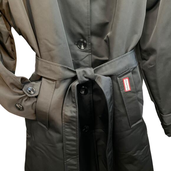 Hunter Stacy Black Water Resistant Trench Coat Womens Large Belted Rain Jacket - Picture 5 of 12